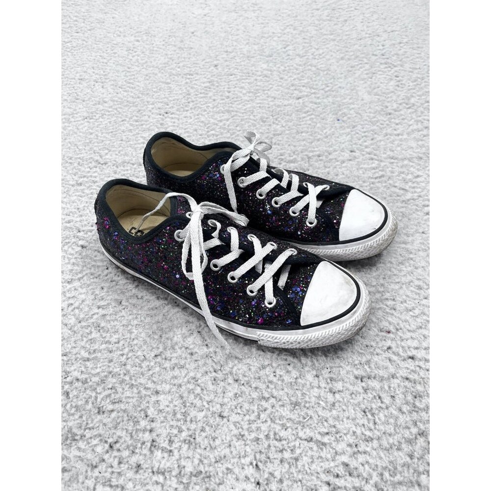 Women’s Converse All Star Black Multicolor Glitter Low Top Sneaker Shoes Size 7